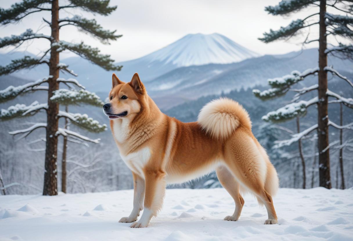 Hokkaido hund – en fantastisk vän med vild anda illustration